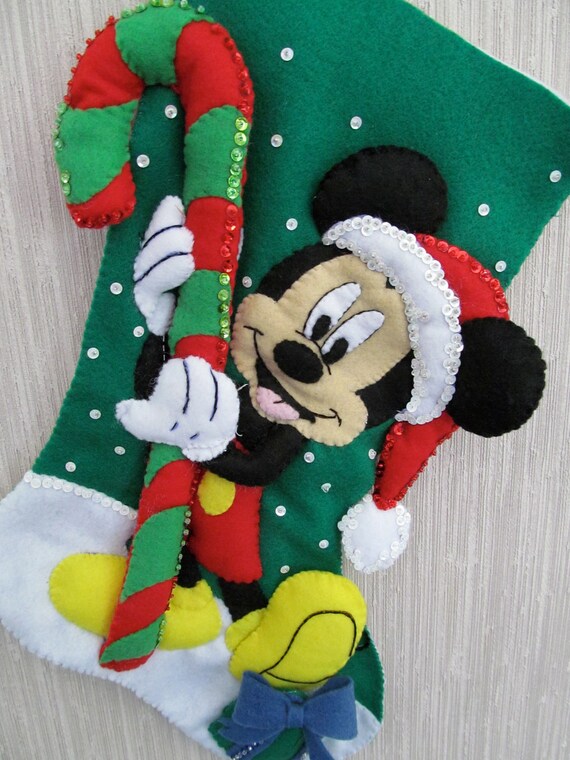 Mickey Mouse Completed Handmade Felt Christmas Stocking From