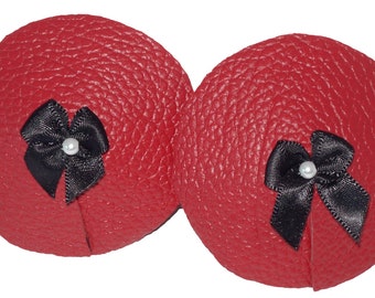 Custom Cherry Red Leather Pasties