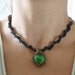 Emerald Green Glass Gem Unisex Man Woman OOAK Handmade Unique Necklace FREE SHIPPING