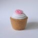 Mini Plush Cupcake White Frosted with Pink Rose - Felt Cupcake - Plush Cupcake - Faux Food Cupcake