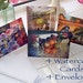 Blank Art Card Set - Four Watercolor Paintings Floral Still Life Landscape with envelopes DelPesco