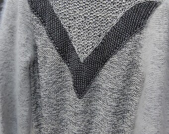 Beautiful Tonal Gray Vintage 80s Nannell Handknit High Neck Poufy Fuzzy Angora Sleeved Sweater Size M