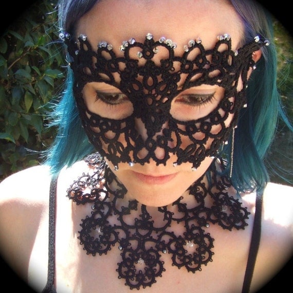 A Kind Of Pale Jewel - Tatted Lace Mask