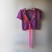 Hot Pink & Plum Jacket, Cropped, cardigan, Shrug, Purple, Vintage Embroidered, Lace, Pretty Boho