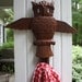 REDUCED Carved Wooden Owl Wall Hook Coat Hat Hanger Bird Plaque Movable Hook Wings