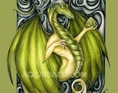 Peridot Green Dragon Art - Fridge Magnet - August Birthstone