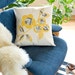 NEW Hand Printed Cotton Canvas Pillows,Scandinavian Flowers, Yellow and Gray