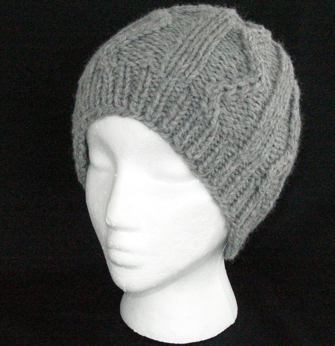 Gray Wool Knit Hat for Men or Women Unisex Hat