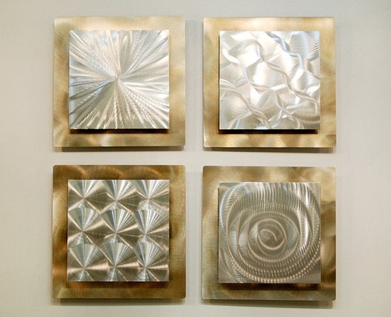 SALE Silver & Gold Modern Metal Wall Sculpture by ...