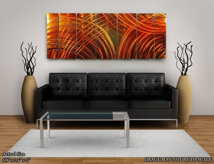 Orange Abstract Metal Painting Modern Metal Wall Art Home