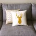 Mustard & Linen Decorative Deer Pillow - 14X14 - yellow and beige