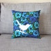 READY TO SHIP Blue and White Floral Bird Decorative Pillow