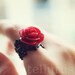 Red rose black filigree ring - Fiorissimo collection