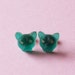 Vintage Glass Green BulldogCabochon Studs, Dog Lover Studs, Animal Lover Studs