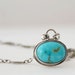 Sale - Turquoise Oval Sterling Silver Cabochon Pendant Necklace - Bezel Set - Natural Stone