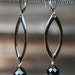 Black Faceted Glass and Marquise Drop Earrings