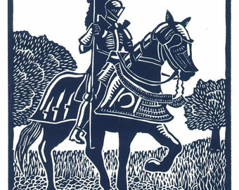 VICTORY Knight linocut by Lev