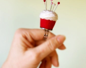 Pincushion Ring - Red Velvet Cupcake
