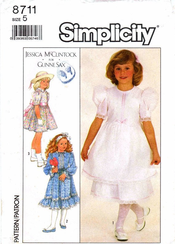 Items similar to Girls Dress Pattern Jessica McClintock Gunne Sax 1980s ...