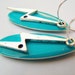 Lightning Bolt Earrings, Raindrop Earrings, Teal Enamel Drops & Electric Flash Fashion Jewelry, Superhero Bolt Earrings on Hoops - Rain