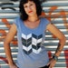SALE TEE Small only - Chevron womens silkscreen tshirt, gray cap sleeve womans tops