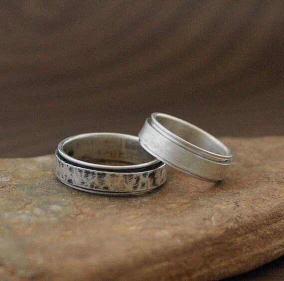 Handmade 925 Sterling Silver Spinner Ring – Women's 14mm Wide Band – Tibetan Origin, Bezel Setting