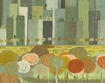 New York at night. Limited edition print by Matte Stephens.