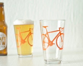 BICYCLE PINT GLASSES screen printed pint glassware