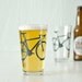 4 bicycle pint or rocks glasses, screen printed bike glassware