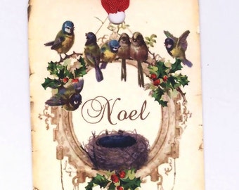 Christmas Gift Tags , Shabby Birds , Noel , Vintage Style Christmas , Woodland Christmas