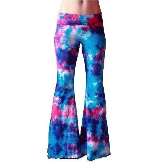 Items similar to Ladies Blue Pink Purple tie dye yoga flares sizes S ...