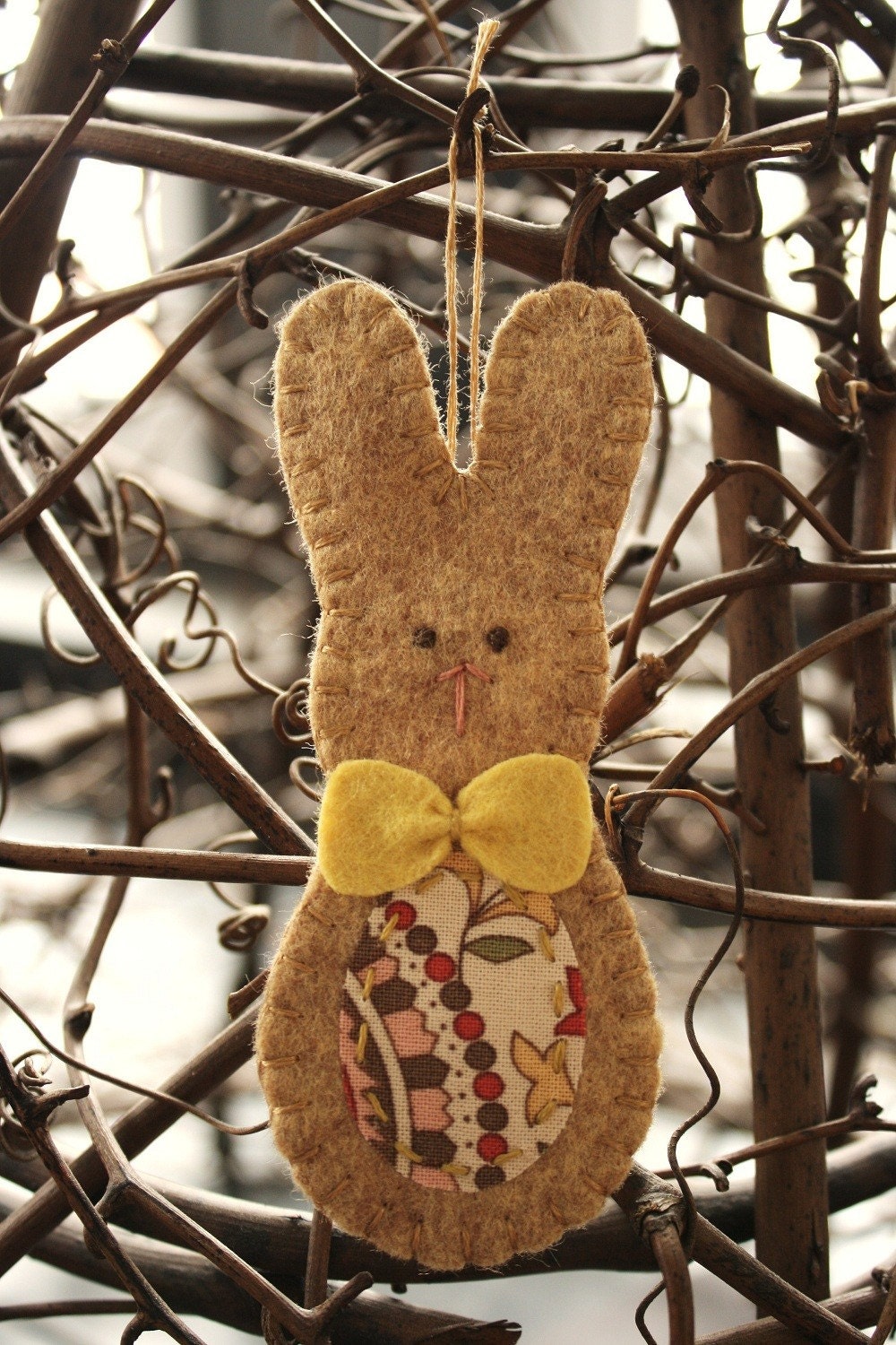 rabbit felt ornament spring holiday decoration bow tie bunny