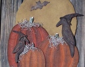 Primitive Halloween Pumpkins and Crows Door Hanger E-PATTERN