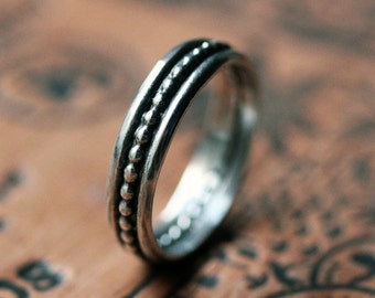 Mens silver wedding band, mens oxidized wedding band, modern silver ring, recycled ring, oxidized silver ring, Crush band, custom made
