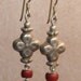 Antique Glass Trade Bead Earrings (White Heart Red) & Sterling Silver Ear Wire