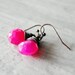 Raspberry Chalcedony Earrings Antique Copper Red Hot Pink Wire Wrapped