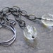 Long Glass and Gunmetal Dangle Earrings on Handmade Almond Earwires... Shoulder Dusters