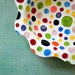 Rainbow Polka-Dot Wavy Rimmed Dish- Colorful Pottery Serving Piece