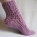 Knitting Sock Pattern, Lavender and Lace Sock, cable sock design with patterned heel, PDF