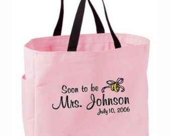 Soon to be or Future Mrs. Bride Bridal Tote Bag Personalized Embroidered