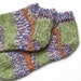 Childrens Low Cut Sport Socks . Handknit Wool Sox . Green Purple Orange Footie . Kids Bed Socks