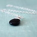 Black Drop. Black onyx and sterling silver necklace. Wire wrapped solitaire. Onix.