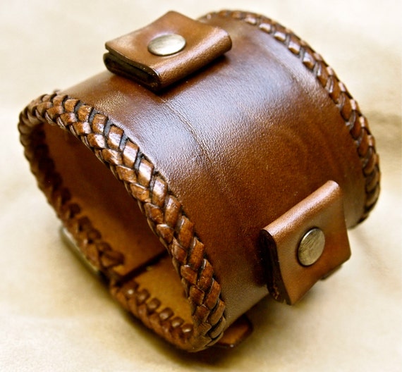 Leather bracelet Brown wristband cuff Vintage Johnny Depp style watchband cuff Best quality Made for YOU in NYC by Freddie Matara