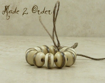Made 2 Order - Silvered Ivory Spacer Beads - Lampwork Bead Set - SRA - I ship Internationally