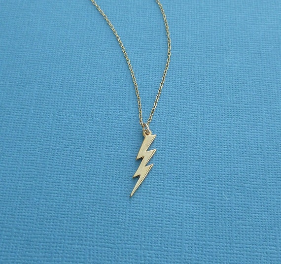 gold lightning bolt necklace gold vermeil charm 14kt gold