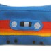 Cassette Tape Pouch - Mix Tape Wallet - Royal Blue Striped