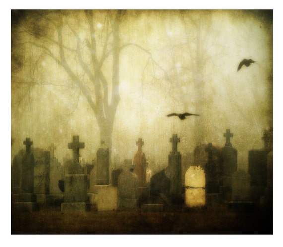 Items similar to Gothic Graveyard, Fog Photo, Halloween Photograph ...