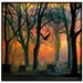 graveyard trees, red, dark shadows,TTV, Photo Print, flying crow - Red Mystic Graveyard