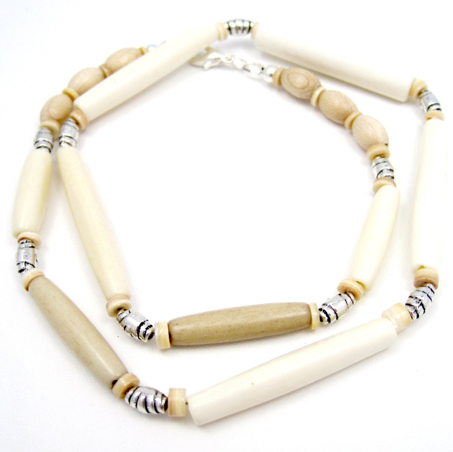 Ivory Necklace Ivory Jewelry Wood Bone Beaded Womens