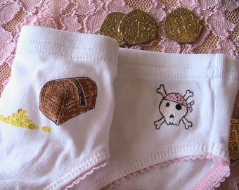 Pirate Bootie Panties (girls size 7/8) hand painted